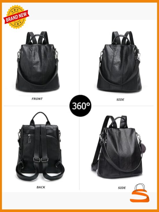 Faux Leather Backpack for Women, Soft Rucksack with Anti-Theft Pocket main image 5